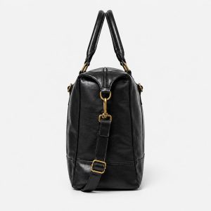 Sac Voyage Weekend Cuir Brad Noir Vue Profil