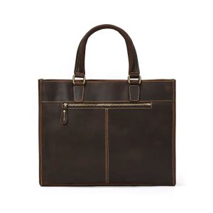 Serviette Cuir Crazy Horse Homme Eredito Brun Vue Arriere