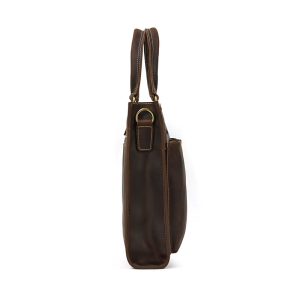 Serviette Cuir Crazy Horse Homme Eredito Brun Vue Profil