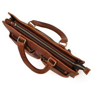 Serviette Cuir Crazy Horse Homme Eredito Marron Multi Poches