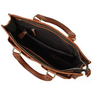 Serviette Cuir Crazy Horse Homme Eredito Marron Nombreux Compartiments