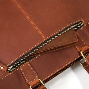 Serviette Cuir Crazy Horse Homme Eredito Marron Poche Exterieure Arriere Zippee