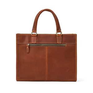 Serviette Cuir Crazy Horse Homme Eredito Marron Vue Arriere