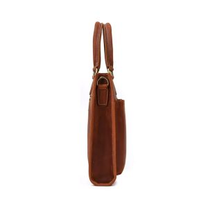 Serviette Cuir Crazy Horse Homme Eredito Marron Vue Profil