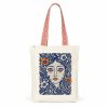 Tote Bag Portrait Fleuri Anses Ethniques Rouges