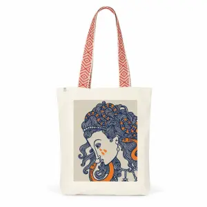 Tote Bag Portrait Meduse Anses Ethniques Rouges
