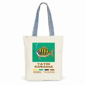 Tote Bag Tissu Yayoi Kusama Profondeurs De La Mer Anses Bleues
