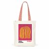 Tote Bag Yayoi Kusama Citrouille Jaune Fond Rose Anses Rouges